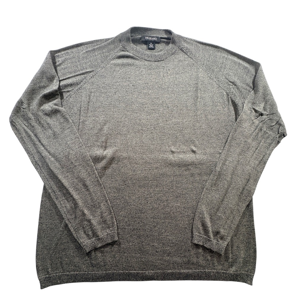 Murano Silk Sweater Mens XL Gray Marled Crewneck Raglan Long Sleeve Pullover